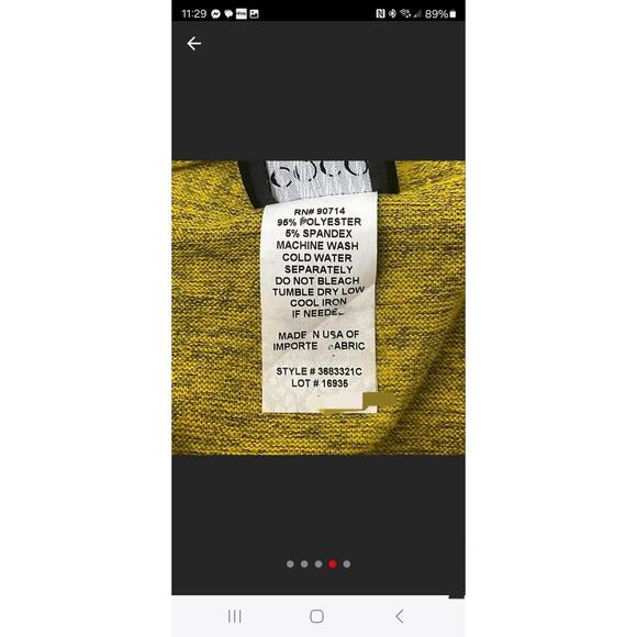 Coco Bianco Sweater Women's XL Yellow Knit Cowl Neck Asymmetrical Slit Hem - Picture 12 of 12